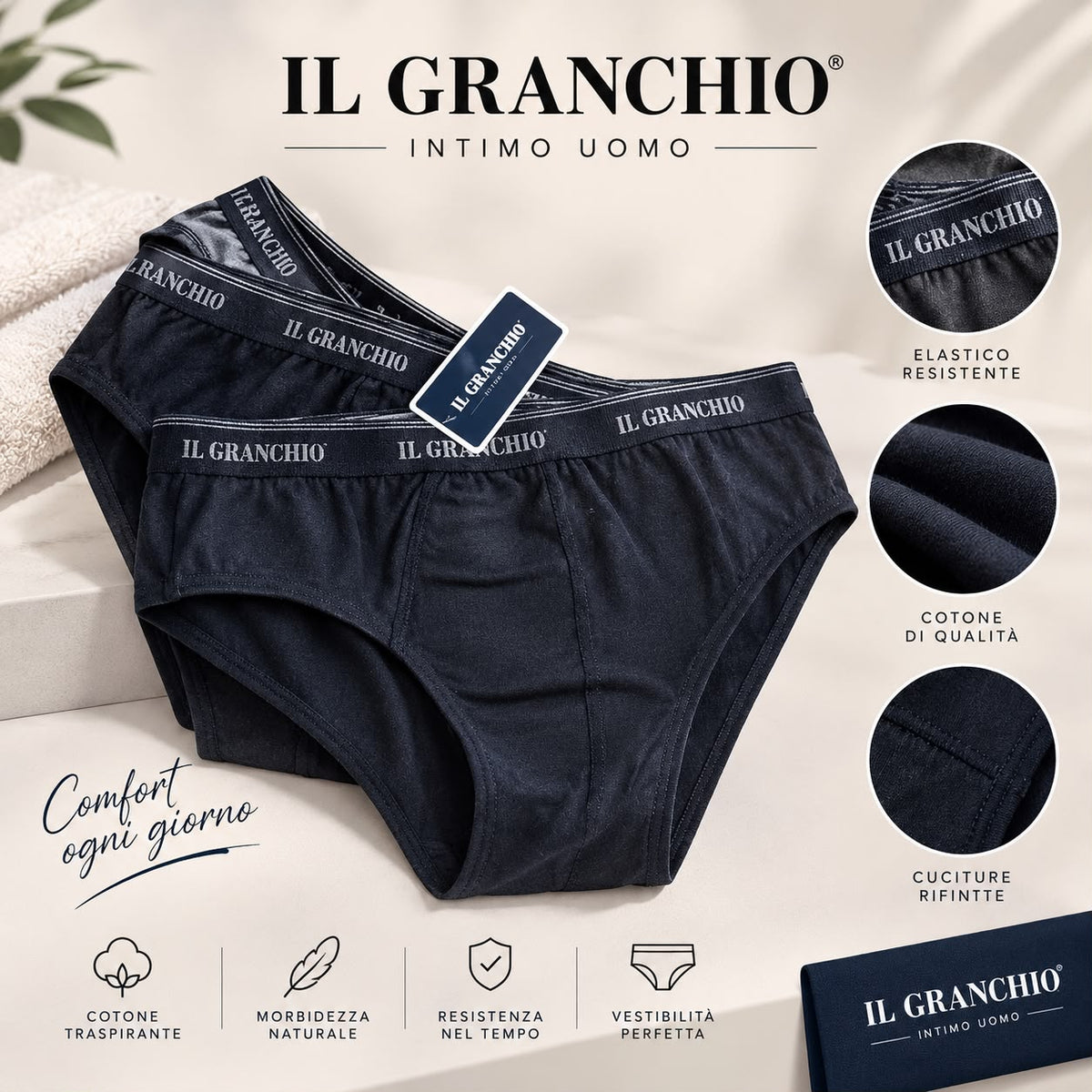 Slip Granchio in Cotone Bi-elastico